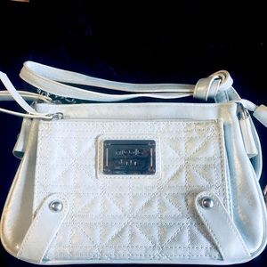 Nicole Miller Silver Quilted Clutch w/ Chain